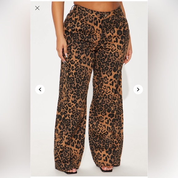 She’s A Wild One Leopard Print Wide Leg Jeans - Picture 2 of 4